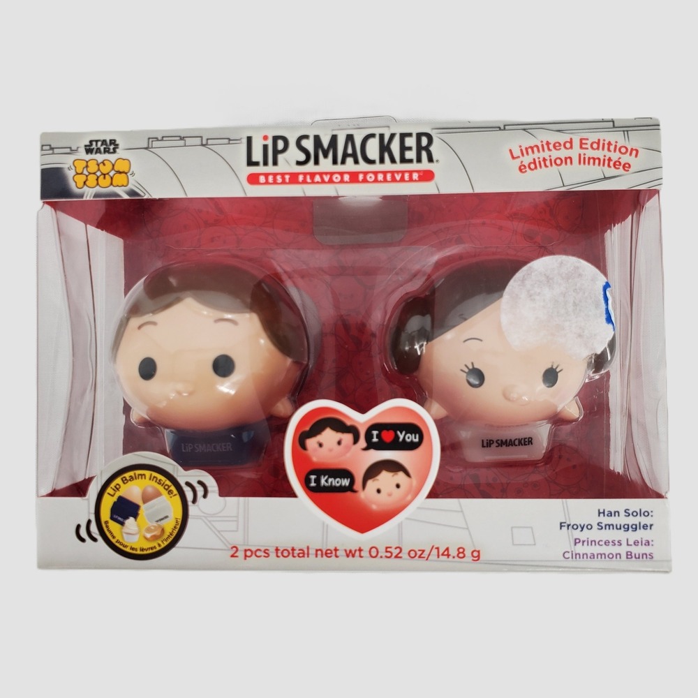 Star Wars Tsum Tsum Lip Smacker Han Solo Princess Leia Limited Edition Set 2pc